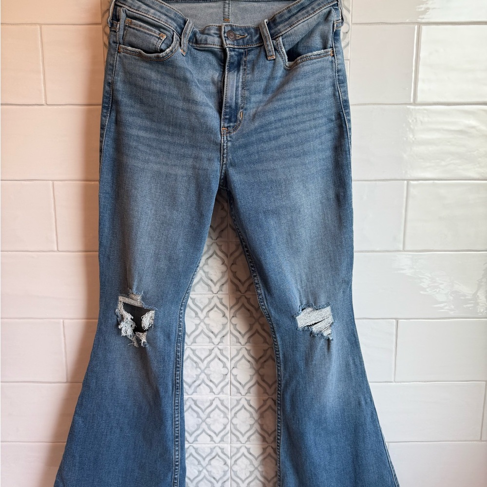 Hollister Women's Flare Jeans - Light Blue